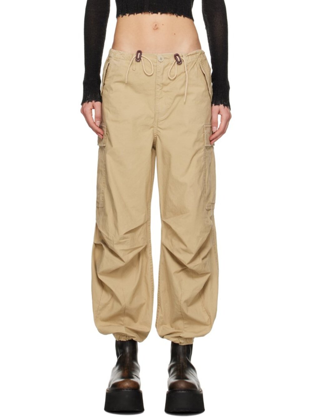 R13 Balloon Army cargo trousers in Khaki, size Small. Fits size S/M - Picture 1 of 15